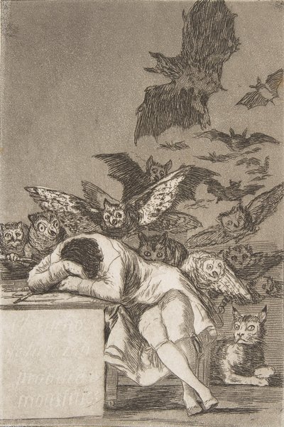 Il sonno della ragione genera mostri, 1799, pubblicato 1908-12 da Francisco de Goya