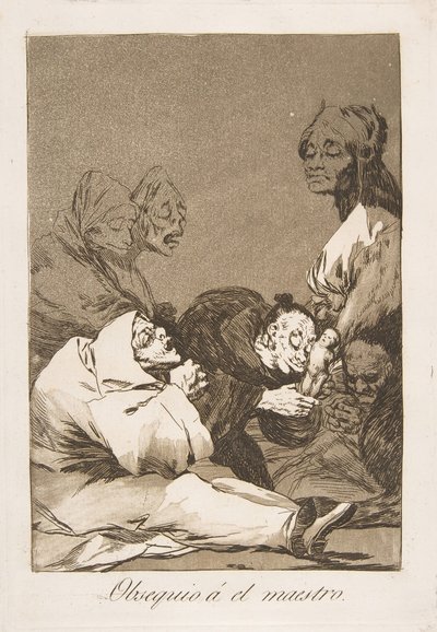 Tavola 47 da Los Caprichos: Un regalo per il maestro Obsequio al maestro da Francisco de Goya