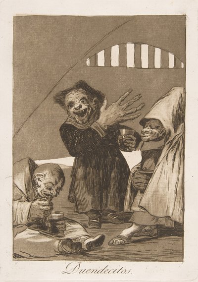 Tavola 49 da Los Caprichos: Hobgoblins Duendecitos da Francisco de Goya
