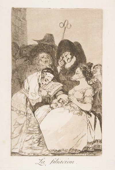 Tavola 57 da Los Caprichos: La filiazione da Francisco de Goya