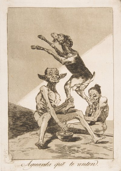 Tavola 67 da Los Caprichos: Aspetta che ti ungano da Francisco de Goya
