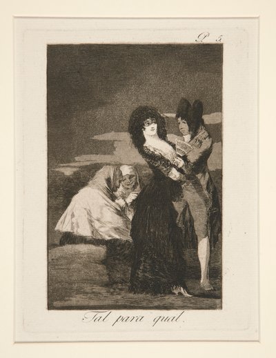Tal para qual (Due di un Tipo), tav. 5 da Los caprichos da Francisco de Goya