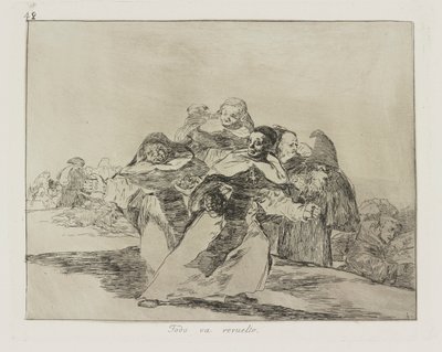 Todo va revuelto. (Tutto è sottosopra.), tav. 42 dalla serie Los desastres de la guerra (I disastri della guerra) da Francisco de Goya