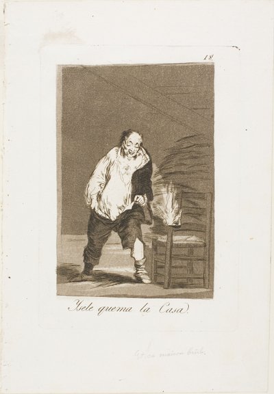 E la sua casa è in fiamme, tavola 18 da Los Caprichos da Francisco Jose de Goya y Lucientes