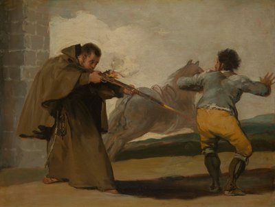 Frate Pedro spara a El Maragato mentre il suo cavallo scappa via da Francisco Jose de Goya y Lucientes