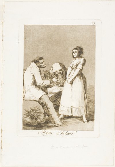 È meglio essere pigri, tavola 73 da Los Caprichos da Francisco Jose de Goya y Lucientes