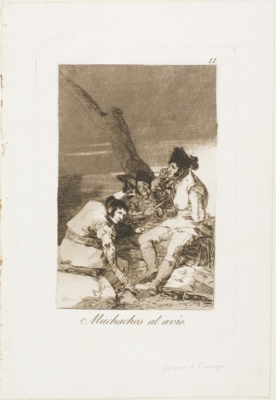 Ragazzi che si preparano, tavola undici da Los Caprichos da Francisco Jose de Goya y Lucientes