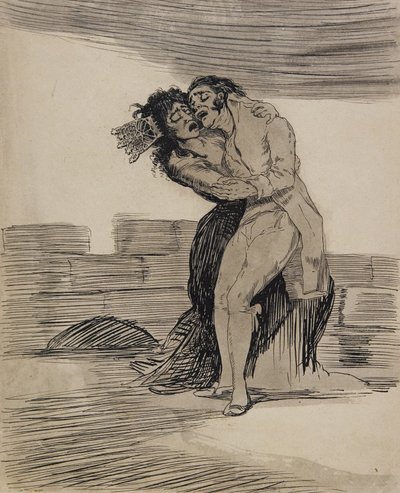 Uomo e donna che si abbracciano da Francisco Jose de Goya y Lucientes