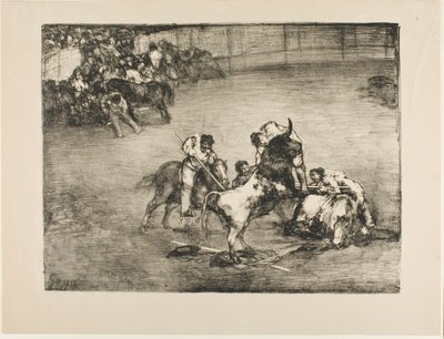 Picador catturato da un toro, da I tori di Bordeaux da Francisco Jose de Goya y Lucientes