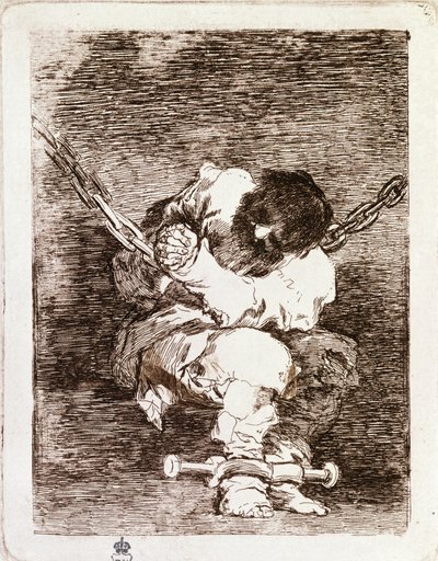 Prigioniero incatenato seduto - La sicurezza è barbarica quanto il crimine (incisione) da Francisco de Goya