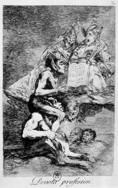Professione di fede, scena di stregoneria con elfi di Goya, fine 18° secolo da Francisco de Goya