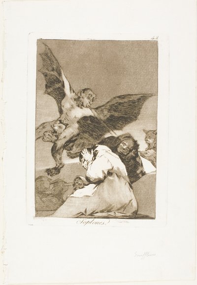 Portatori di pettegolezzi - Raffiche di vento, tavola 48 da Los Caprichos da Francisco Jose de Goya y Lucientes