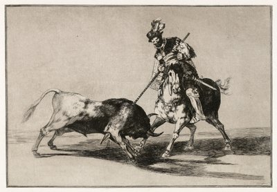 Il Cid Campeador che attacca un toro con la sua lancia da Francisco de Goya