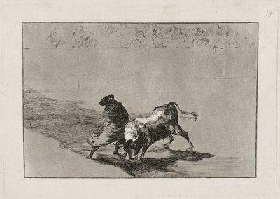 Lo Studente Astuto di Falces Infuria il Toro Muovendosi Avvolto nel suo Mantello, Tavola 14 da Francisco de Goya