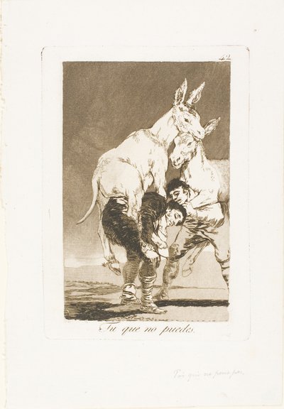 Tu che non puoi, tavola 42 da Los Caprichos da Francisco Jose de Goya y Lucientes
