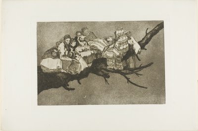 Andare tra i rami, cioè parlare attraverso il proprio cappello, piatto tre da Los Proverbios da Francisco Jose de Goya y Lucientes