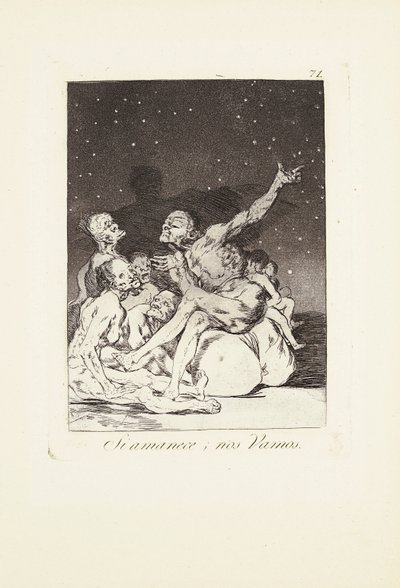 Quando spunta il giorno ce ne andremo (Si amanece; nos vamos) Tavola 71 da: Los Caprichos da Francisco Jose de Goya y Lucientes
