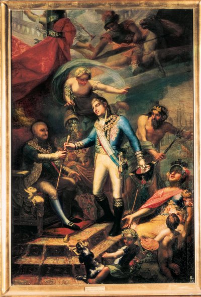Carlo IV di Spagna (1748-1819) nomina Manuel Godoy (1767-1851) Ammiraglio della Marina da Francisco Llacer y Valdermont