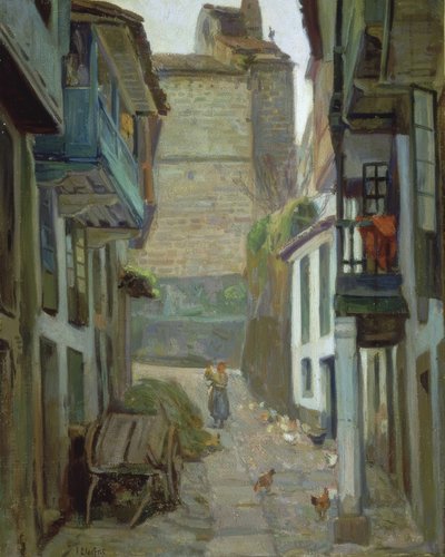 Calle de Santa Maria – Betanzos – Olio su tela – 59x46 cm da Francisco Llorens Diaz