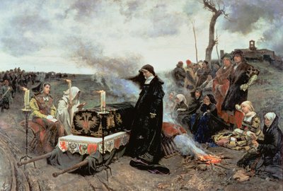 Giovanna la Pazza (1479-1555) accompagna la bara di Filippo il Bello (1478-1506) alla Cartuja de Miraflores a Granada, 1877 da Francisco Pradilla y Ortiz