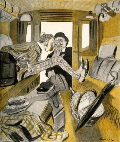 Un inglese impedisce a un francese di sedersi nel posto libero sul treno, 1903 da Francisco Sancha y Lengo