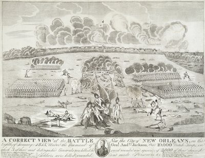 Vista corretta della battaglia vicino alla città di New Orleans da Francisco Scacki