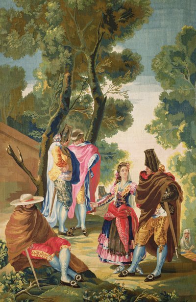 Una Maja e gli uomini mascherati, c.1777 da Francisco de Goya