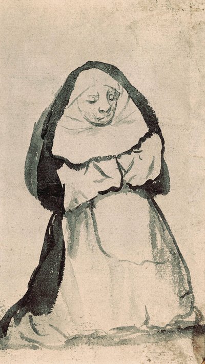 Una suora inginocchiata in preghiera, inizio XIX secolo (disegno) da Francisco de Goya