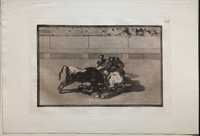Corride: Un picador è disarcionato e cade sotto il toro, 1876 da Francisco de Goya