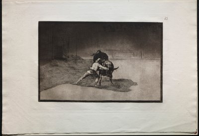 Corride: Il famoso Martincho piazza le banderillas giocando con il toro con il movimento..., 1876 da Francisco de Goya