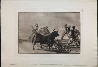 Corride: La plebaglia che taglia i tendini del toro con lance, falcetti, banderillas e altre armi, 1876 da Francisco de Goya