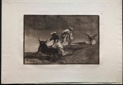 Corride: Giocano un altro con il mantello in un recinto, 1876 da Francisco de Goya