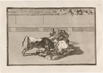 Caduta di un picador dal suo cavallo sotto il toro da Francisco de Goya