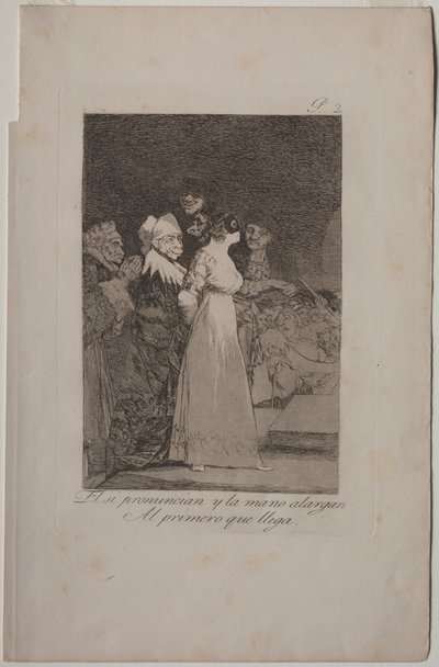 Caprichos: Dicono, "Sì" e danno la mano al primo venuto. da Francisco de Goya