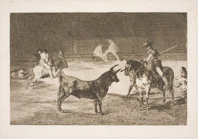 Il celebre picador, Fernando del Toro, provoca il toro infuriato con la sua lancia da Francisco de Goya