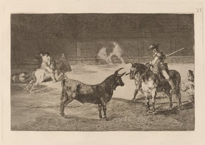 Il celebre picador, Fernando del Toro, attira la fiera con la sua picca da Francisco de Goya