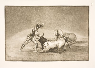 Un cavaliere spagnolo uccide il toro dopo aver perso il suo cavallo da Francisco de Goya