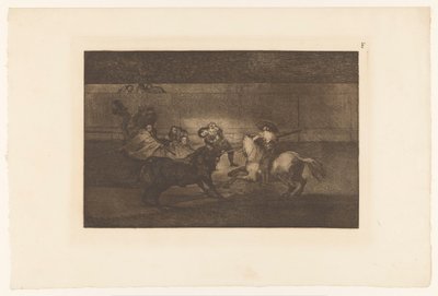 Uomo infilzato sul corno di un toro (Mort de Pepe Illo) (La Tauromaquia) da Francisco de Goya