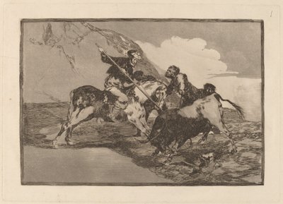 Il modo in cui gli antichi spagnoli cacciavano i tori a cavallo nel campo aperto da Francisco de Goya