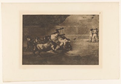 Cavallo rovesciato da un toro (Stierengevechten, La Taureaumachie, La Tauromaquia) da Francisco de Goya