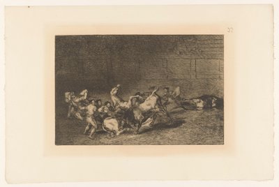 Picador infilza una lancia in un toro (serie: La Tauromachia) da Francisco de Goya