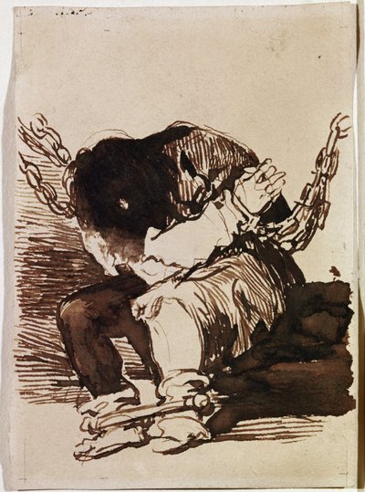 Prigioniero seduto in catene (disegno preparatorio) da Francisco de Goya