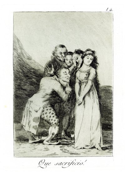 Que sacrificio! Che sacrificio!. Capricho No 14, 1797-1798 da Francisco de Goya