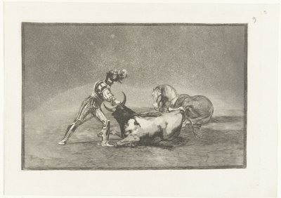 Cavaliere spagnolo uccide un toro da Francisco de Goya