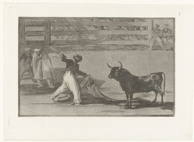 Torero con banderilla (Origen de los arpones ó banderillas, La Tauromaquia) da Francisco de Goya