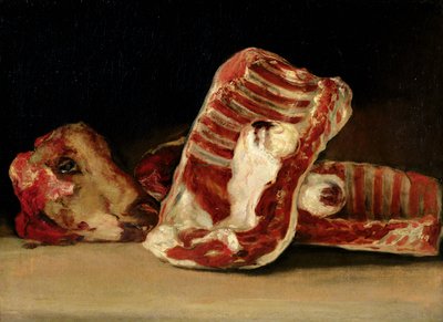 Natura morta con costole e testa di pecora - Il banco del macellaio da Francisco de Goya
