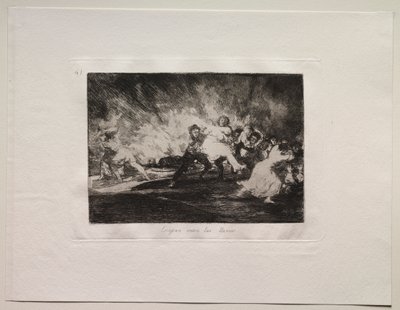 Gli orrori della guerra: scappano tra le fiamme da Francisco de Goya