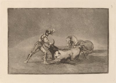 Un cavaliere spagnolo uccide il toro dopo aver perso il cavallo da Francisco de Goya