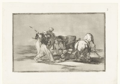 Quattro uomini cacciano un toro da Francisco de Goya