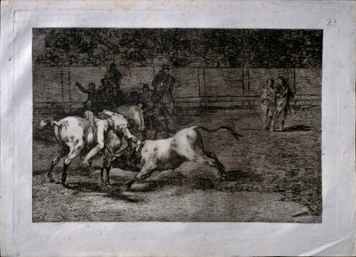 Mariano Ceballos, detto el Indio, uccide il toro a cavallo da Francisco de Goya